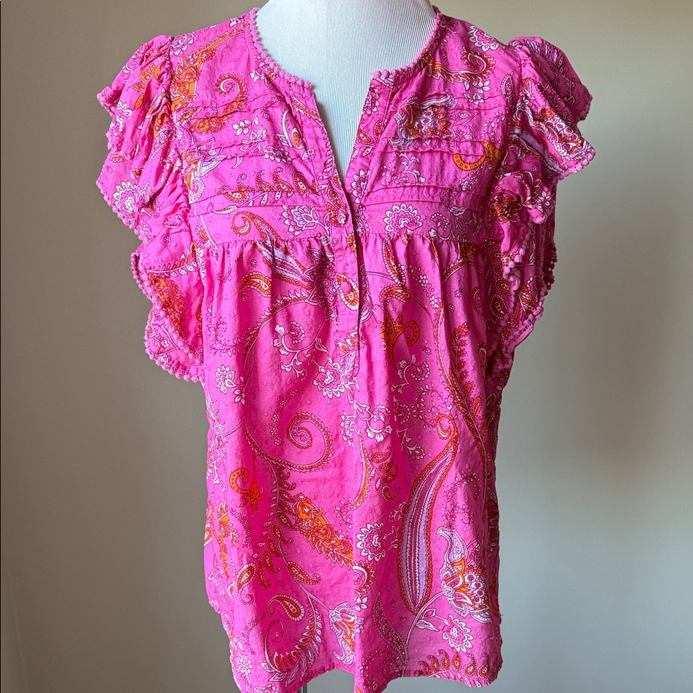 Charlie Paige Ruffled Swiss Dot Blouse 🌼